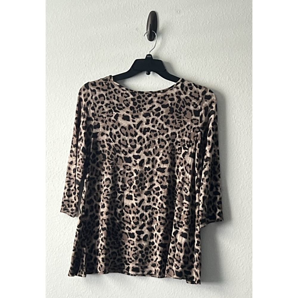 Casting Women's Leopard Print 3/4 Sleeve Knit Blouse Size L - Picture 2 of 7